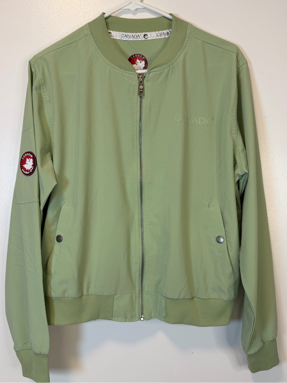 Canada Weather Gear Basic Zip Up Bomber Lightweight Green‎ Jacket Women’s Large